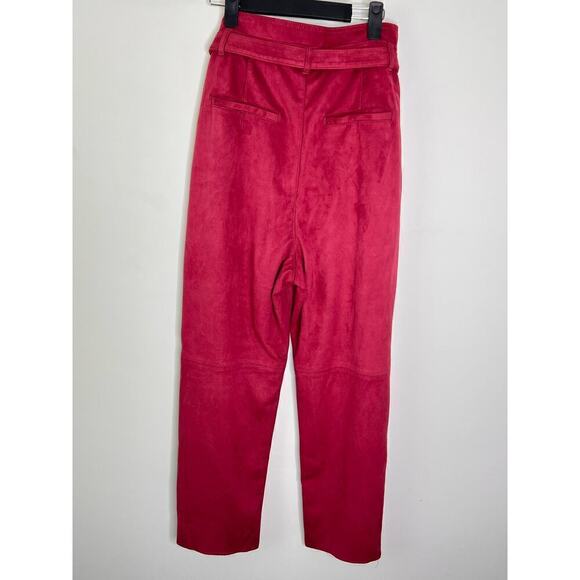 Free People Nightfall Vegan Suede Paperbag Pants Queen Pomegrana Women's Size 8 - Picture 7 of 10